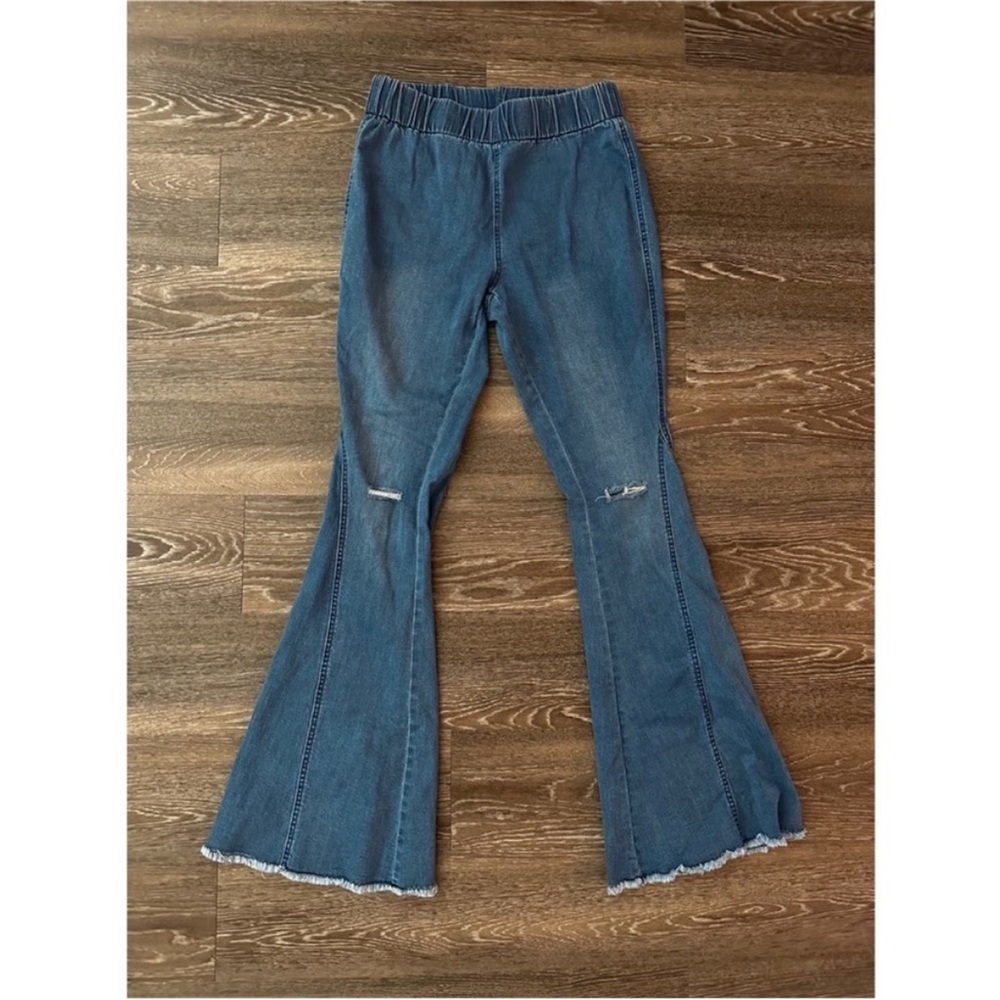 🥳💗HP! Amazon Blue Flare Wide Leg Casual Western Jeans - Picture 8 of 11